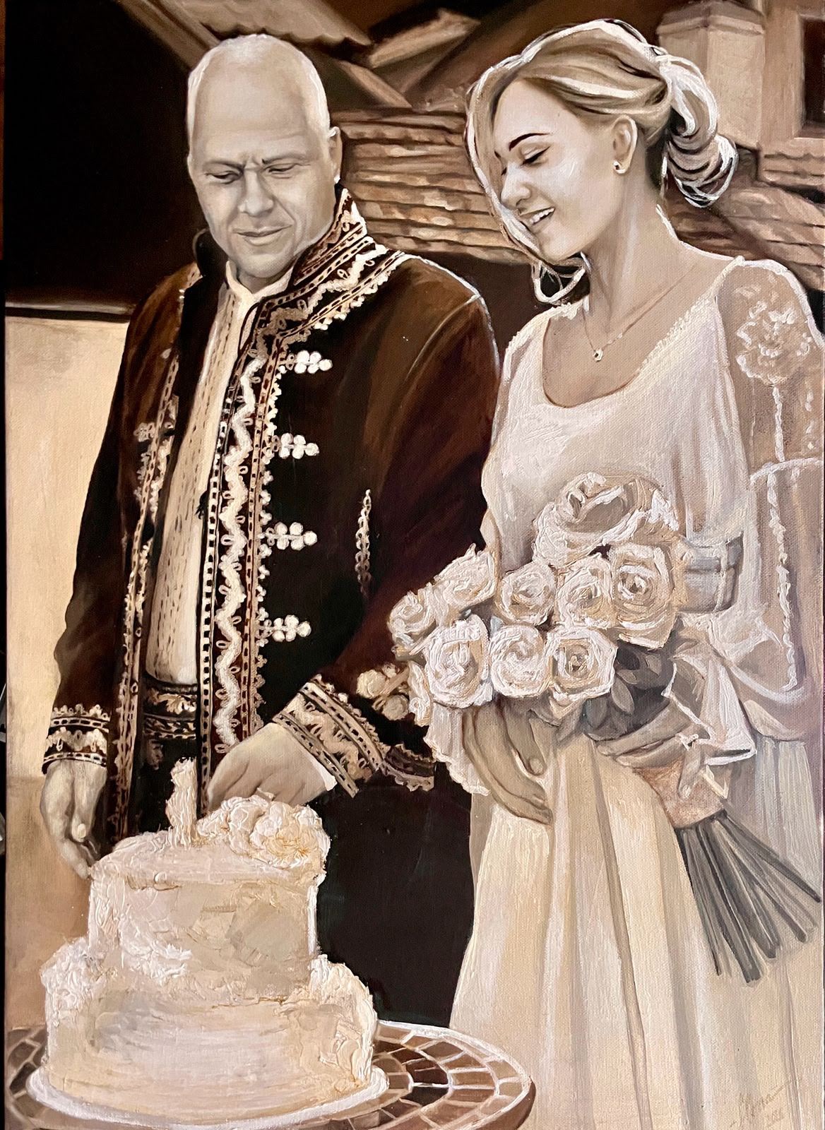 Portrete pictate manual — portret de nuntă